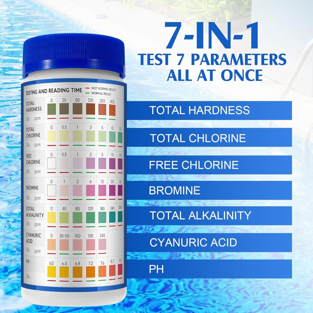 Strip Tes Kolam Renang 7-in-1  - Ph Strip Test ulasan dan harga